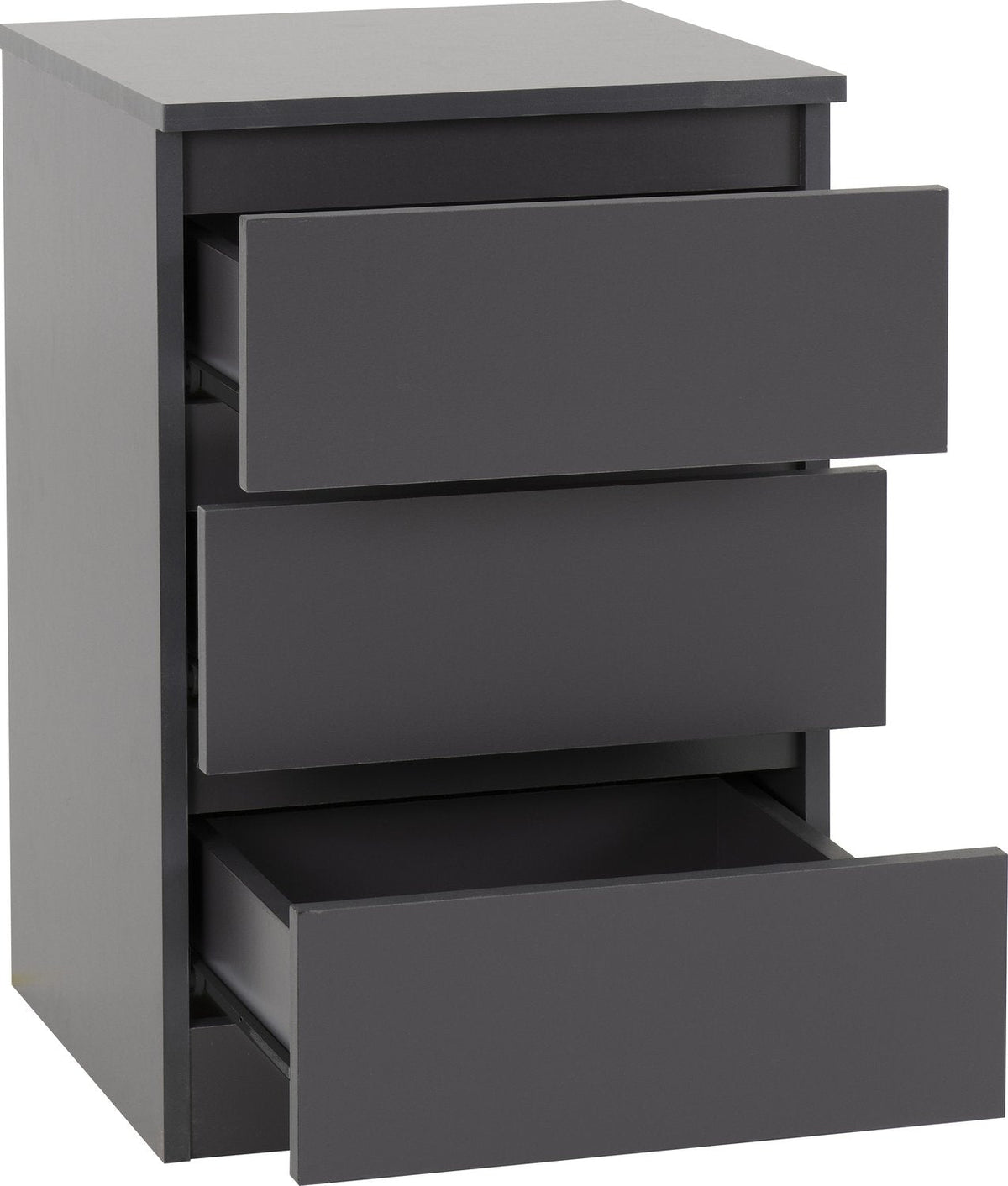 Malvern 3 Drawer Bedside - Grey