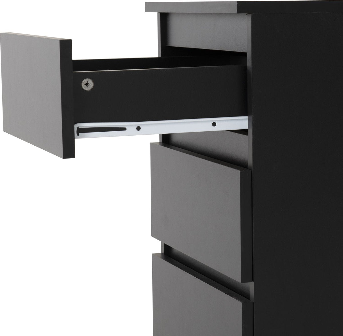 Malvern 3 Drawer Bedside - Black