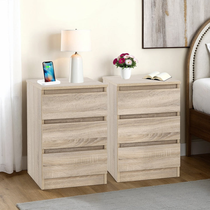 Malvern 3 Drawer Bedside (Pair) - Sonoma Oak Effect