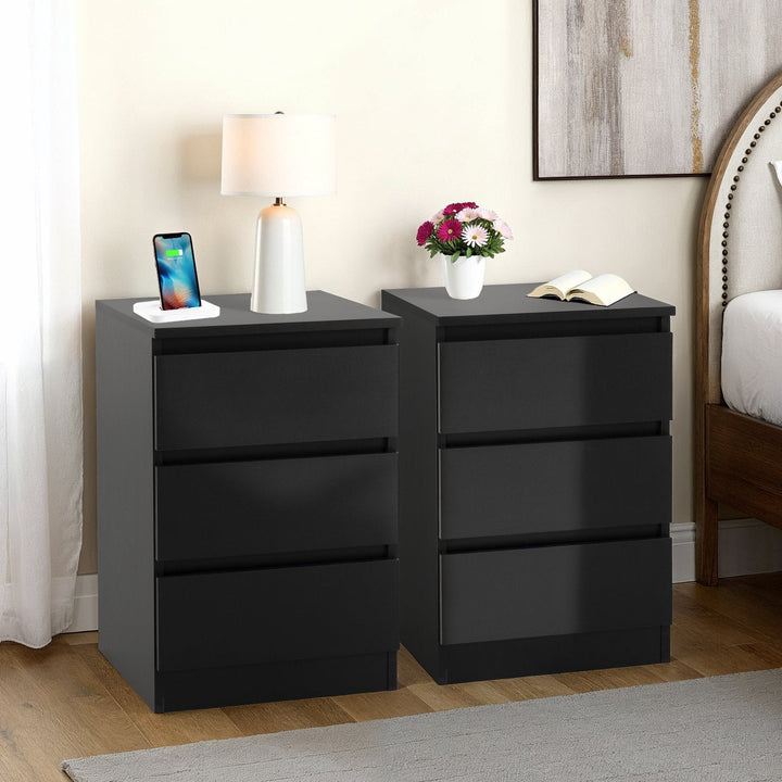 Malvern 3 Drawer Bedside (Pair) - Black