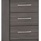 Nevada 3 Drawer Bedside - Black Wood Grain