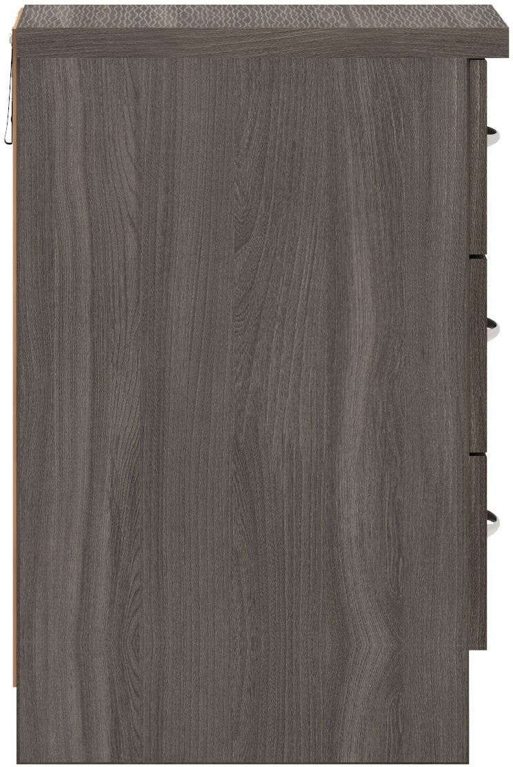 Nevada 3 Drawer Bedside - Black Wood Grain