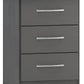 Nevada 3 Drawer Bedside - 3D Effect Grey