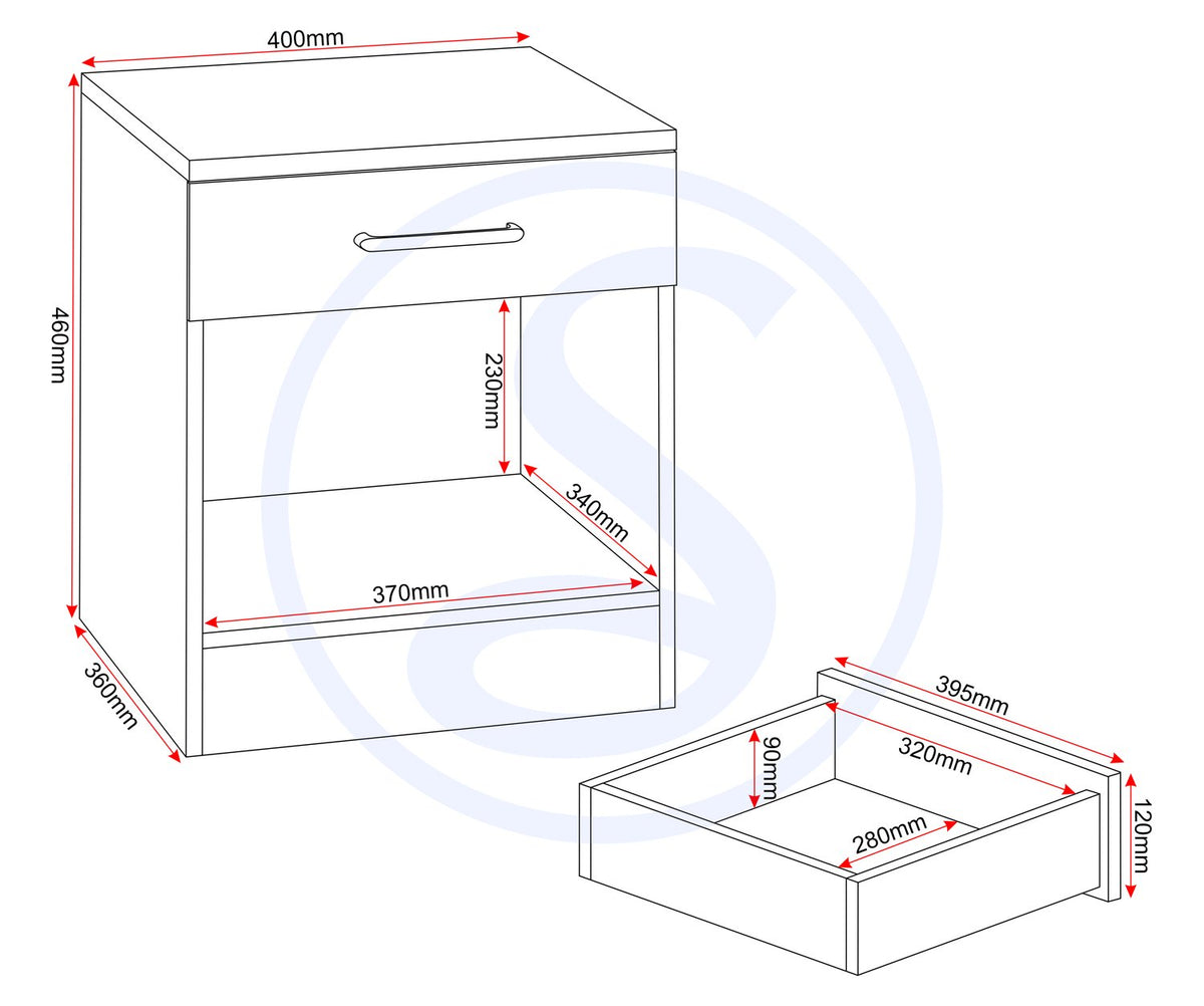 Dakota 1 Drawer Bedside - Oak Effect