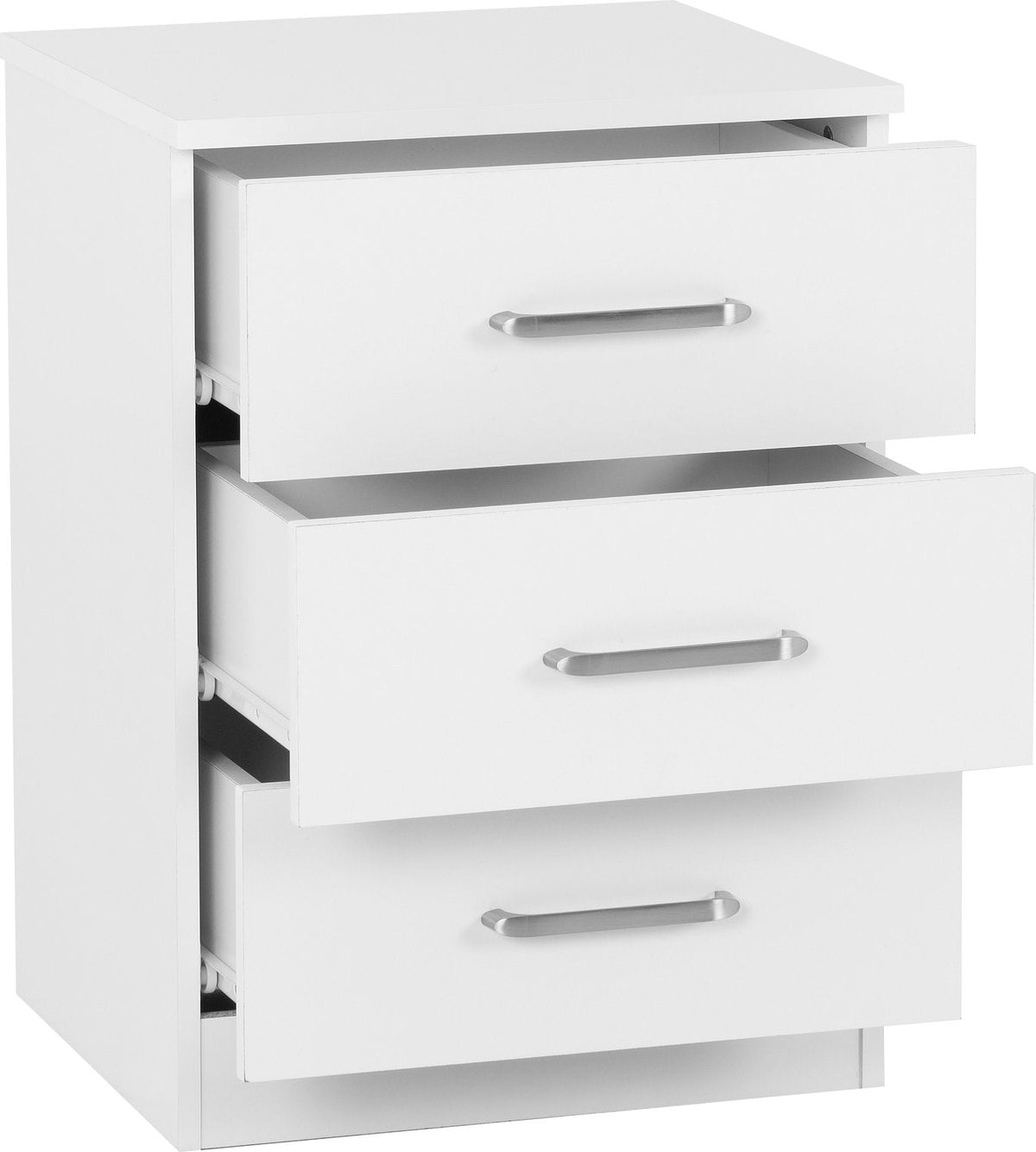 Dakota 3 Drawer Bedside - White