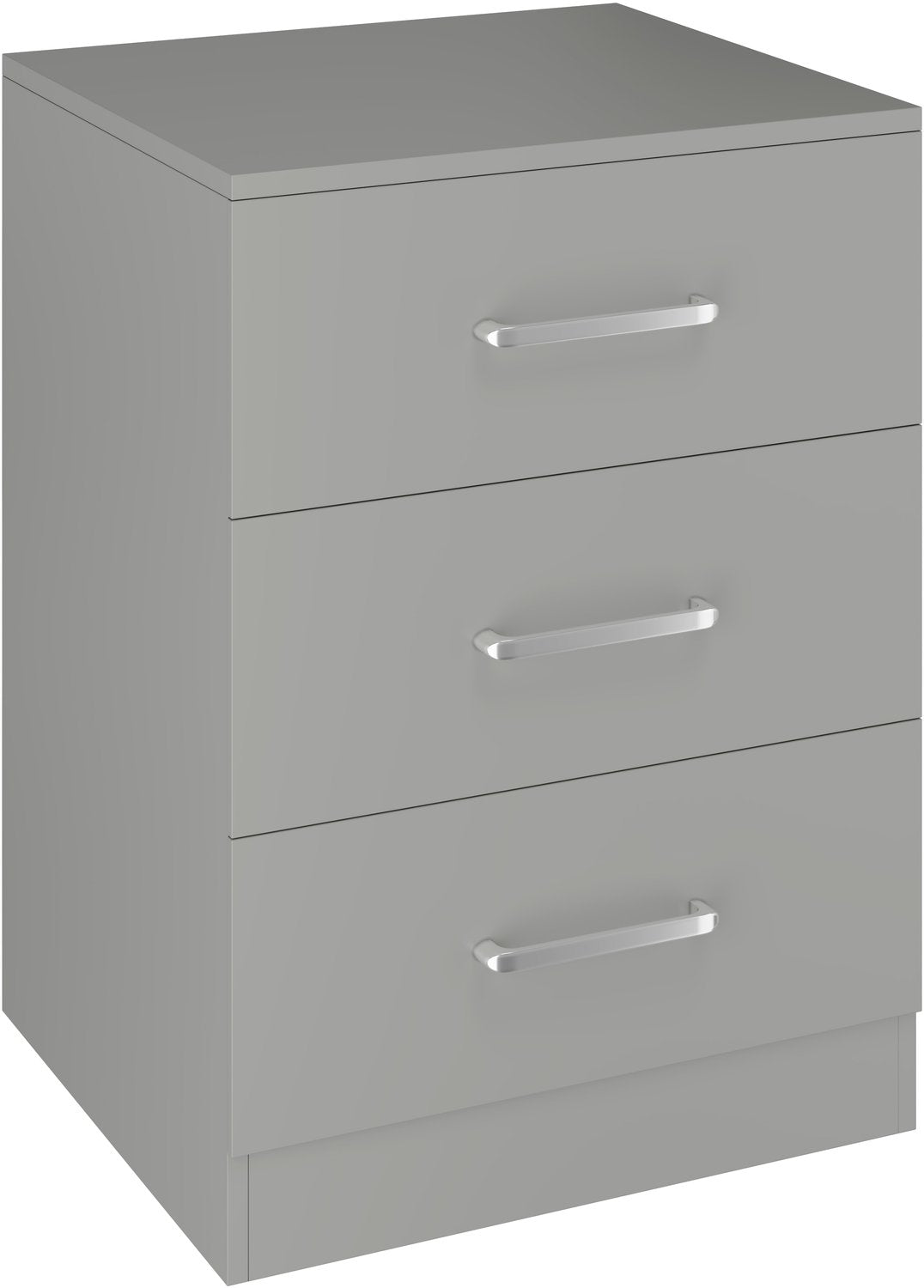 Dakota 3 Drawer Bedside - Light Grey