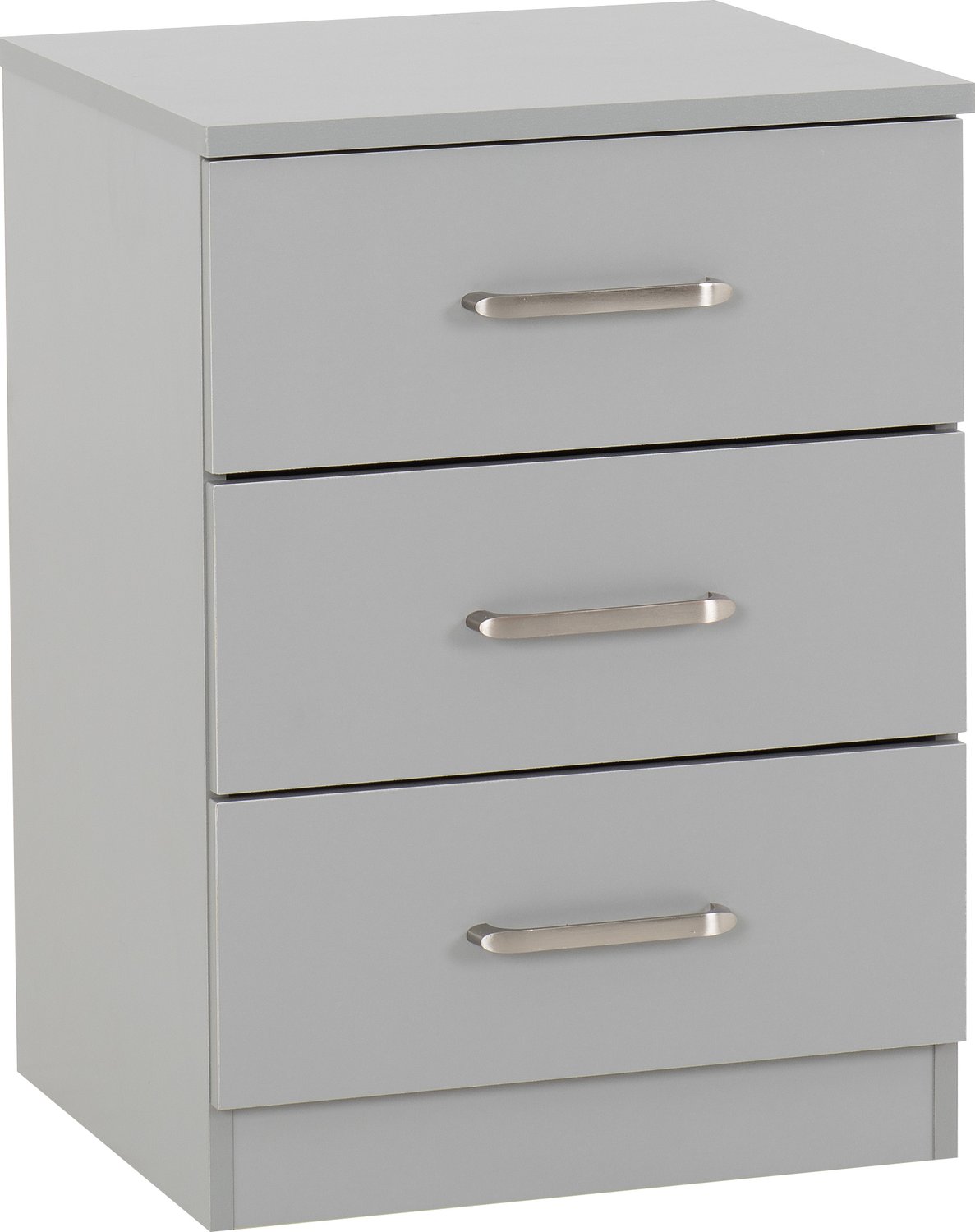 Dakota 3 Drawer Bedside - Light Grey