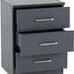 Dakota 3 Drawer Bedside - Dark Grey