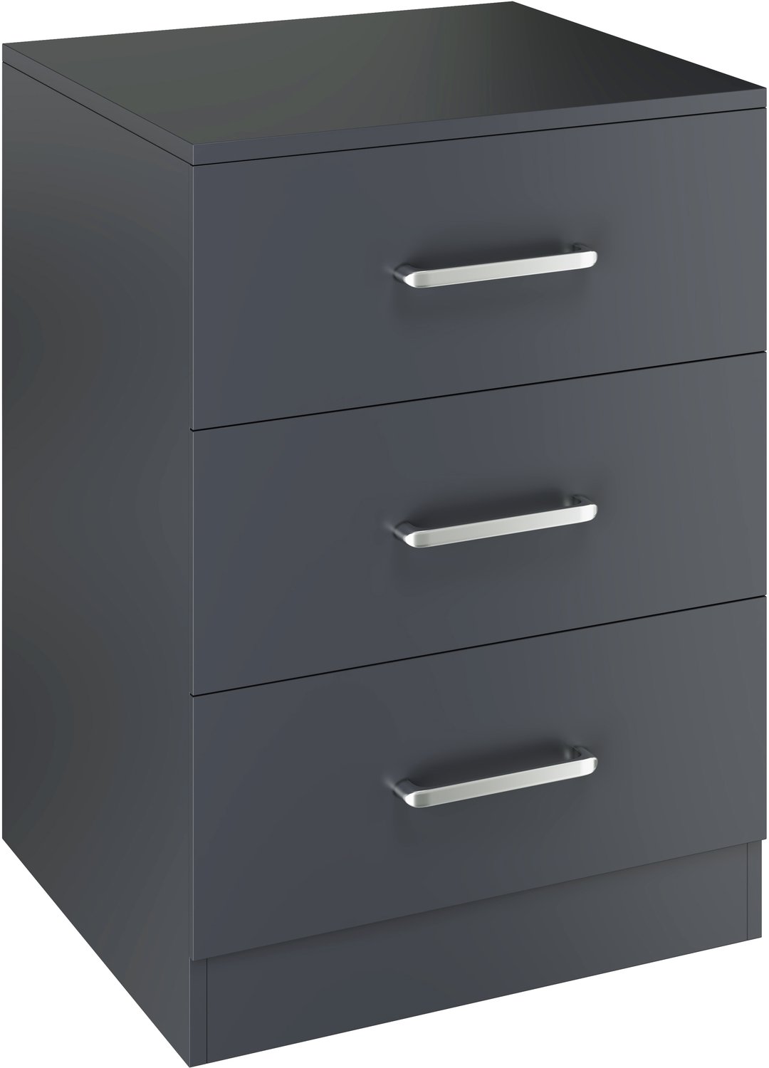Dakota 3 Drawer Bedside - Dark Grey
