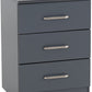 Dakota 3 Drawer Bedside - Dark Grey