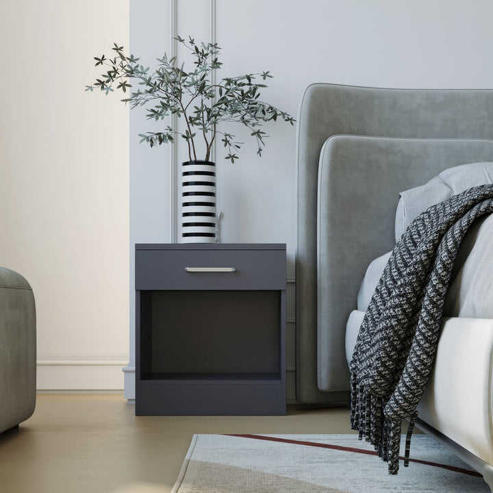 Dakota 1 Drawer Bedside - Dark Grey