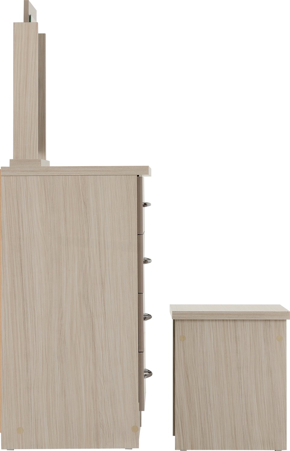 Nevada 4 Drawer Dressing Table Set - Oyster Gloss/Light Oak Effect Veneer