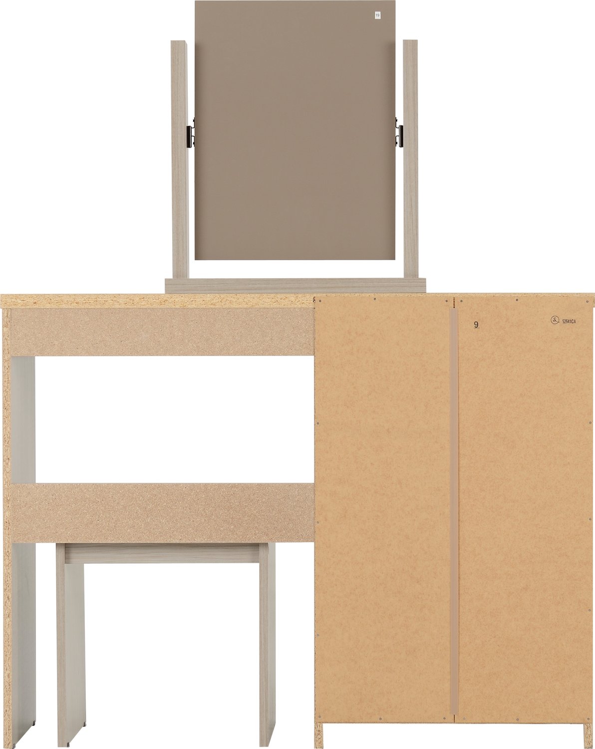 Nevada 4 Drawer Dressing Table Set - Oyster Gloss/Light Oak Effect Veneer