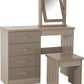 Nevada 4 Drawer Dressing Table Set - Oyster Gloss/Light Oak Effect Veneer