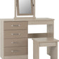 Nevada 4 Drawer Dressing Table Set - Oyster Gloss/Light Oak Effect Veneer