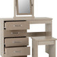 Nevada 4 Drawer Dressing Table Set - Oyster Gloss/Light Oak Effect Veneer