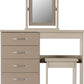 Nevada 4 Drawer Dressing Table Set - Oyster Gloss/Light Oak Effect Veneer