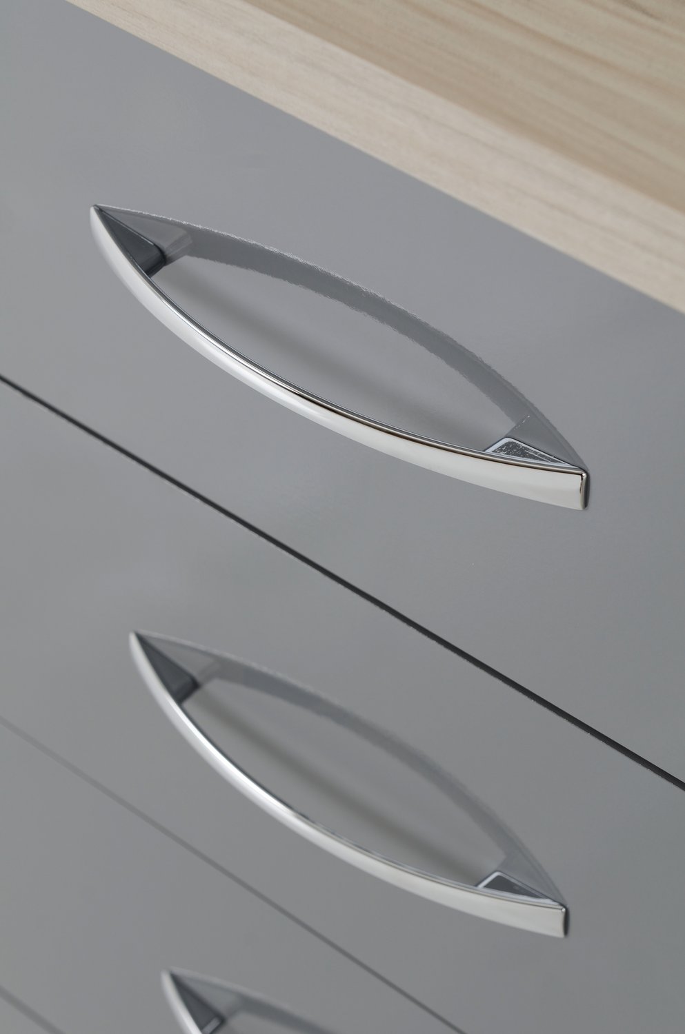 Nevada 4 Drawer Dressing Table Set - Grey Gloss/Light Oak Effect Veneer