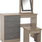 Nevada 4 Drawer Dressing Table Set - Grey Gloss/Light Oak Effect Veneer