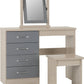 Nevada 4 Drawer Dressing Table Set - Grey Gloss/Light Oak Effect Veneer