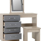 Nevada 4 Drawer Dressing Table Set - Grey Gloss/Light Oak Effect Veneer