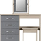 Nevada 4 Drawer Dressing Table Set - Grey Gloss/Light Oak Effect Veneer