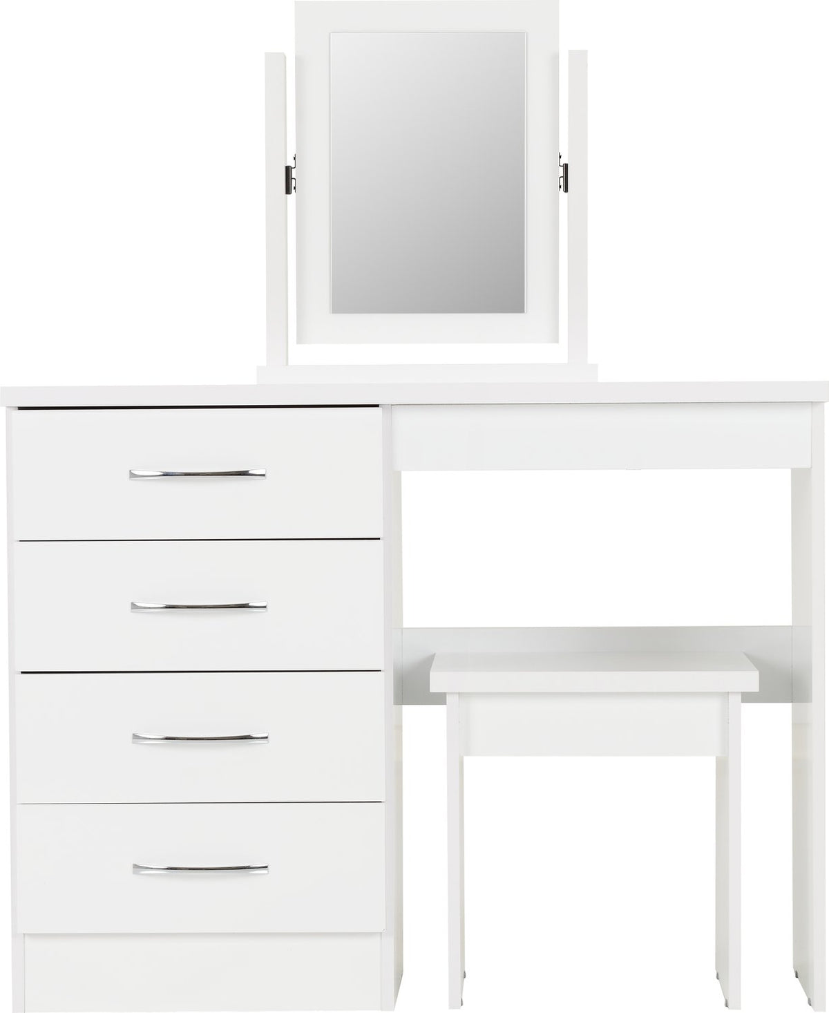 Nevada 4 Drawer Dressing Table Set - White Gloss