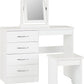 Nevada 4 Drawer Dressing Table Set - White Gloss