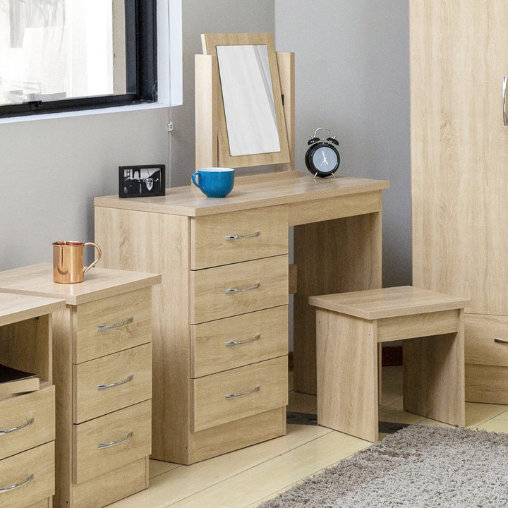 Nevada 4 Drawer Dressing Table Set - Sonoma Oak Effect