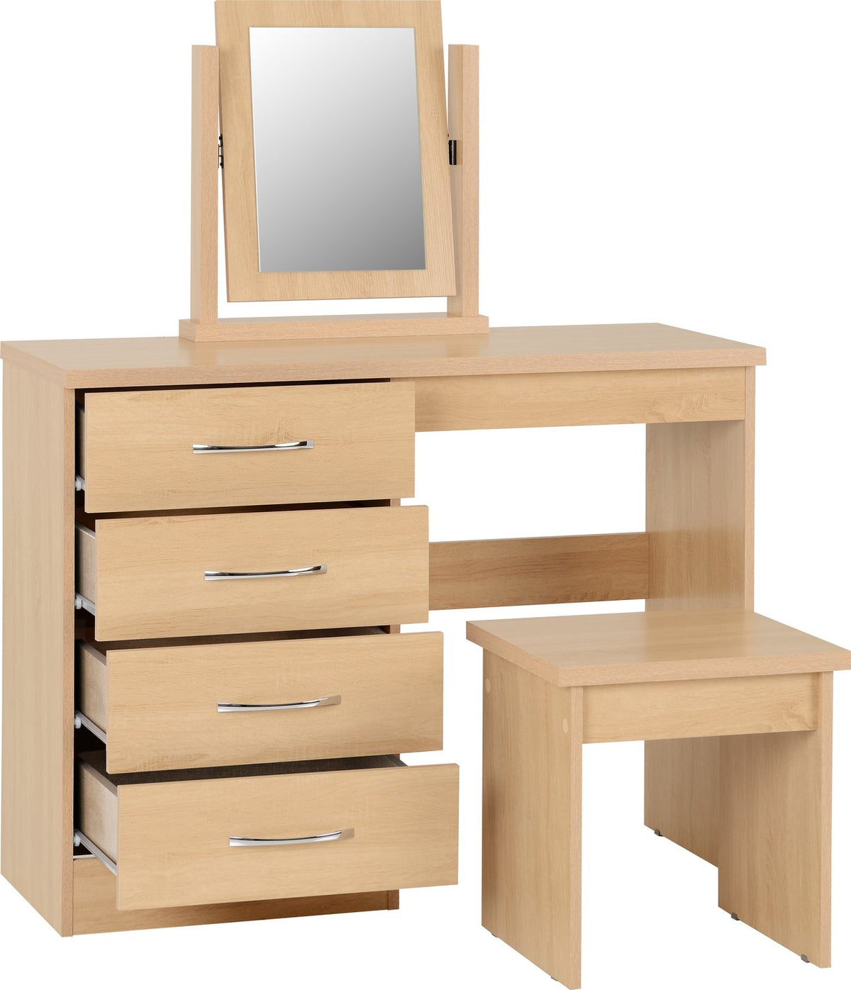 Nevada 4 Drawer Dressing Table Set - Sonoma Oak Effect