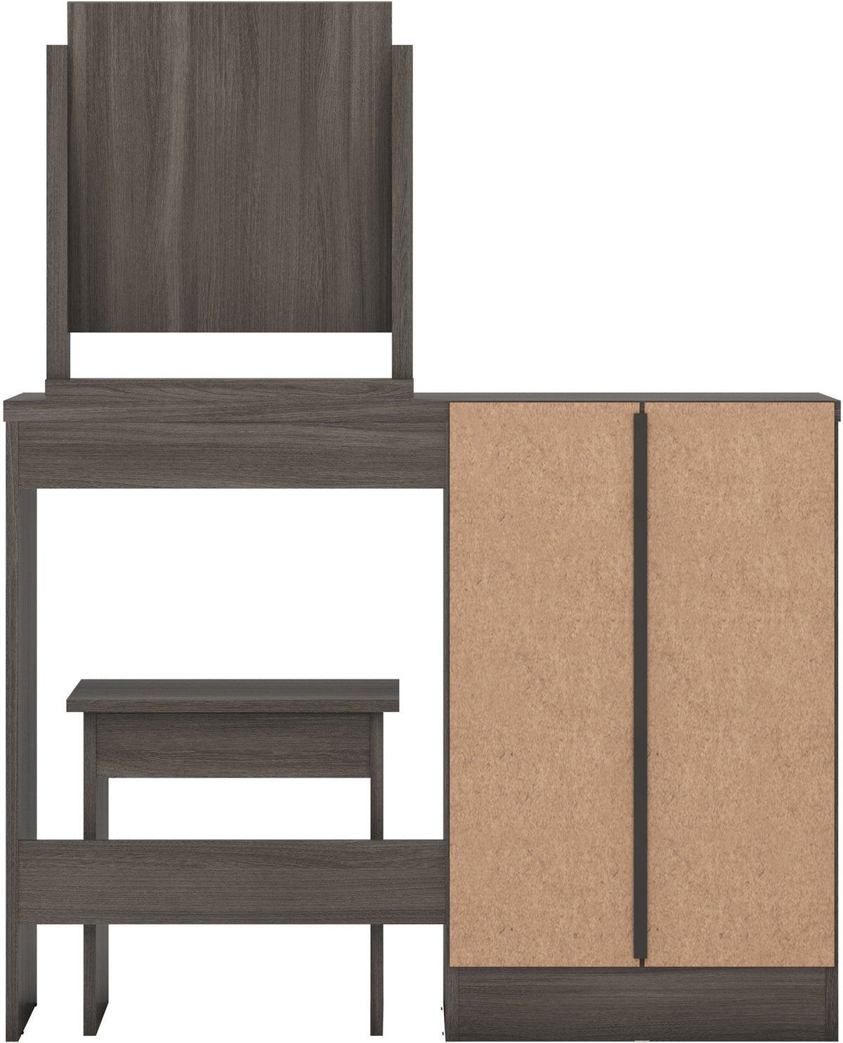 Nevada 4 Drawer Dressing Table Set - Black Wood Grain