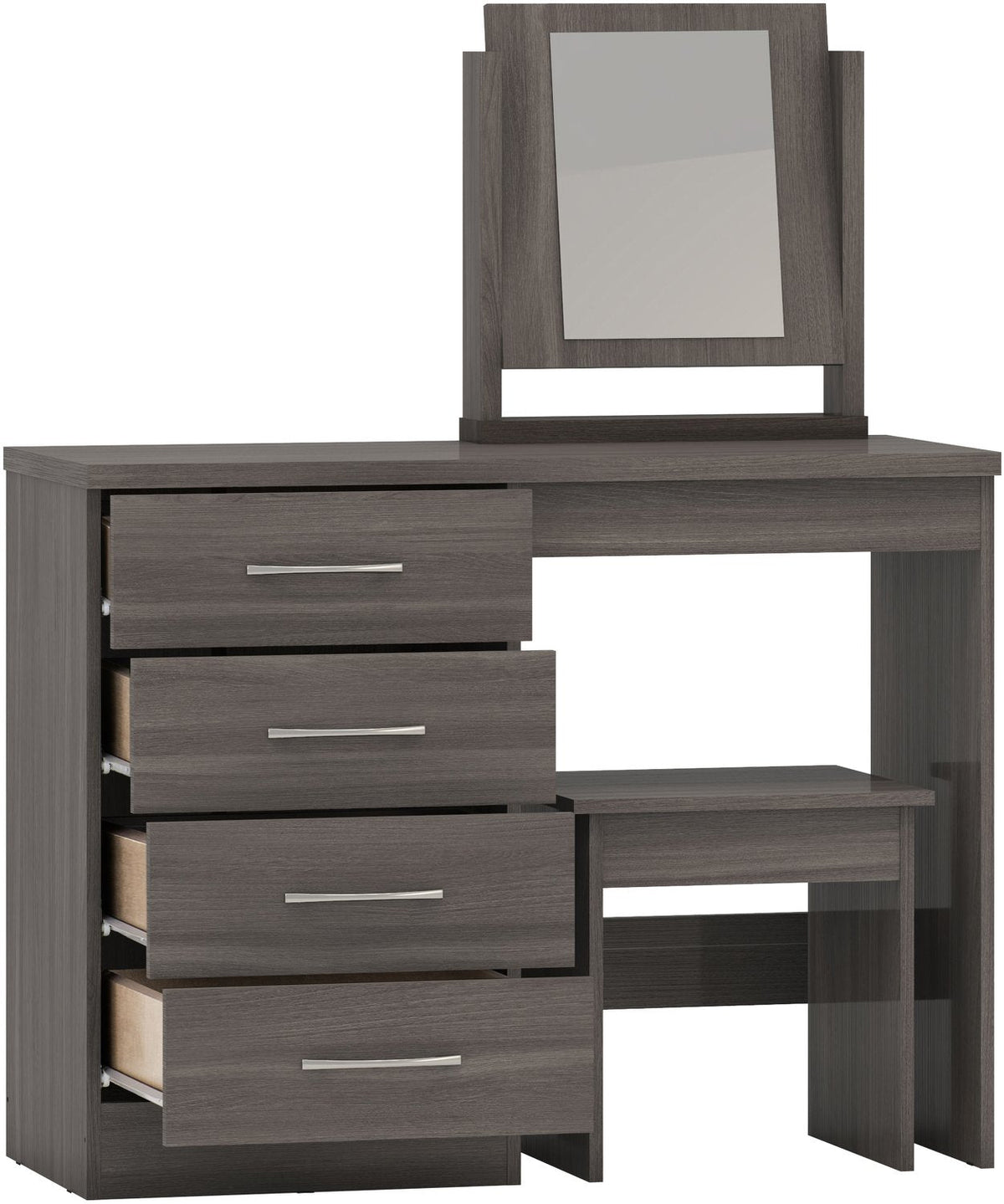Nevada 4 Drawer Dressing Table Set - Black Wood Grain
