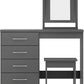 Nevada 4 Drawer Dressing Table Set - 3D Effect Grey