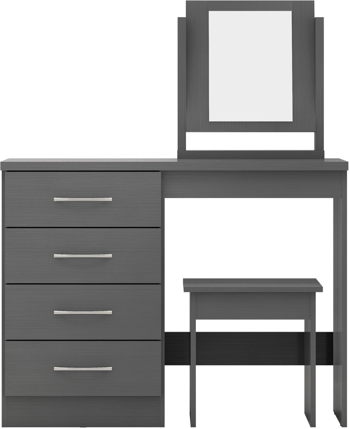 Nevada 4 Drawer Dressing Table Set - 3D Effect Grey
