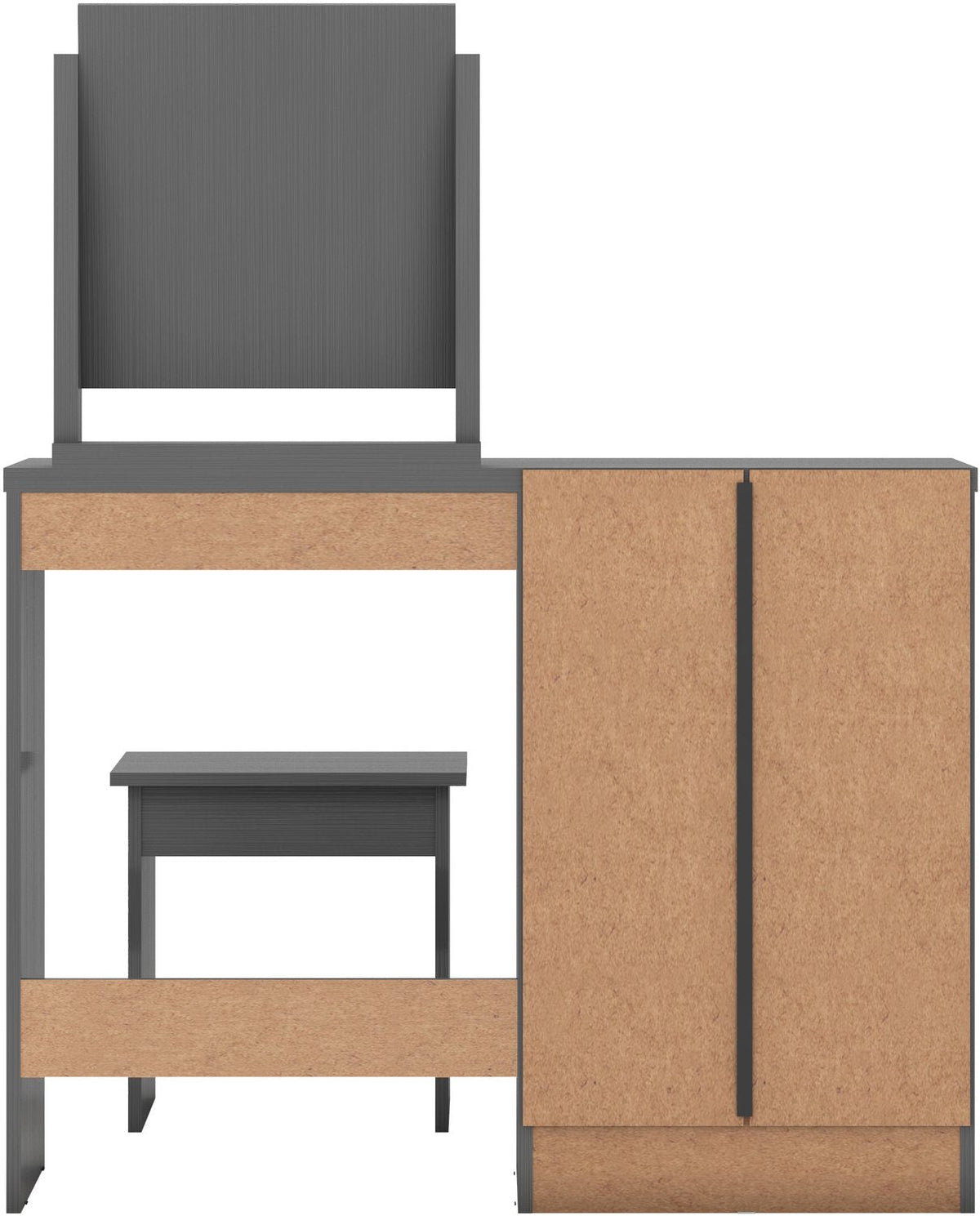 Nevada 4 Drawer Dressing Table Set - 3D Effect Grey