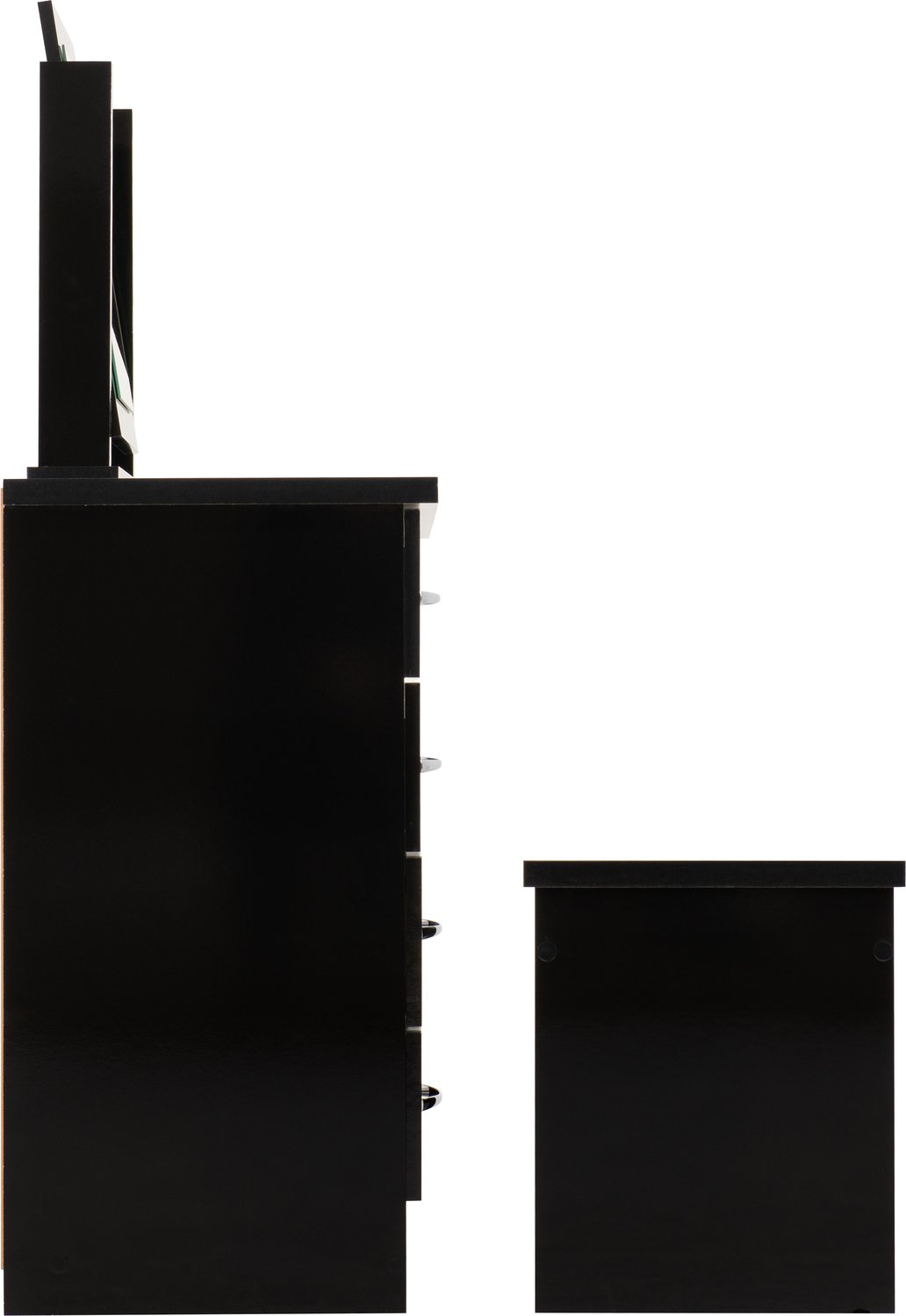 Nevada 4 Drawer Dressing Table Set - Black Gloss