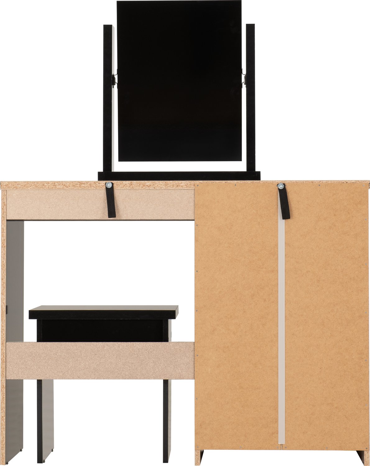 Nevada 4 Drawer Dressing Table Set - Black Gloss