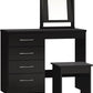 Nevada 4 Drawer Dressing Table Set - Black Gloss