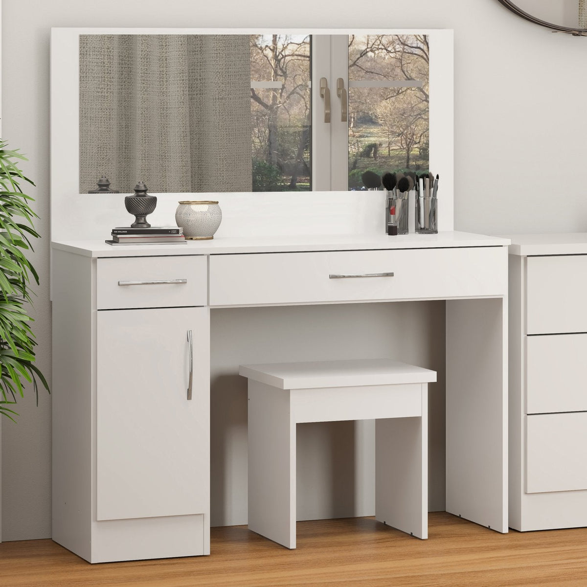 Nevada Vanity/Dressing Table Set - White Gloss