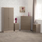 Nevada 2 Door 1 Drawer Wardrobe Bedroom Set - Oyster Gloss/Light Oak Effect Veneer
