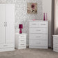 Nevada 2 Door 1 Drawer Wardrobe Bedroom Set - White Gloss