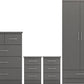 Nevada 2 Door 1 Drawer Wardrobe Bedroom Set - 3D Effect Grey