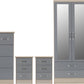 Nevada 3 Door 2 Drawer Mirrored Wardrobe Bedroom Set - Grey Gloss/Light Oak Effect Veneer