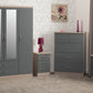 Nevada 3 Door 2 Drawer Mirrored Wardrobe Bedroom Set - Grey Gloss/Light Oak Effect Veneer