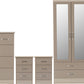 Nevada 3 Door 2 Drawer Mirrored Wardrobe Bedroom Set - Oyster Gloss/Light Oak Effect Veneer