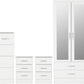 Nevada 3 Door 2 Drawer Mirrored Wardrobe Bedroom Set - White Gloss