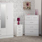 Nevada 3 Door 2 Drawer Mirrored Wardrobe Bedroom Set - White Gloss