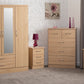 Nevada 3 Door 2 Drawer Mirrored Wardrobe Bedroom Set - Sonoma Oak Effect
