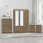 Nevada 3 Door 2 Drawer Mirrored Wardrobe Bedroom Set - Rustic Oak Effect