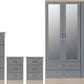 Nevada 4 Door 2 Drawer Mirrored Wardrobe Bedroom Set - Grey Gloss/Light Oak Effect Veneer